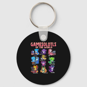 Gamesolotls der Welt Vielfältiger Gamer Axolotl An Schlüsselanhänger