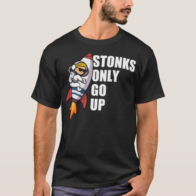 Gamestonk-Raketensteine steigen nur in die sonnige T-Shirt (Vorderseite)