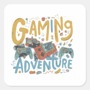 Gaming Adventure Quadratischer Aufkleber