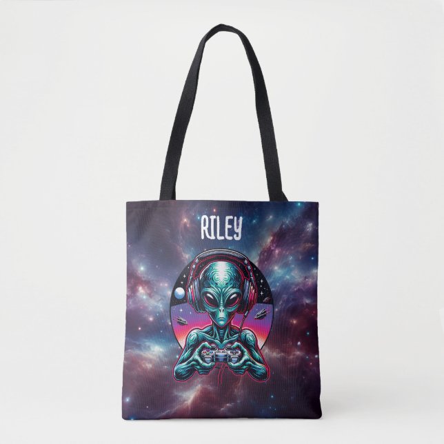 Gaming-Alien Extraterrestrisch Personalisiert Tasche (Vorderseite)