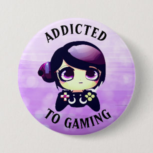 Gaming angepasst   Niedlich Kawaii Girl Gamer Button