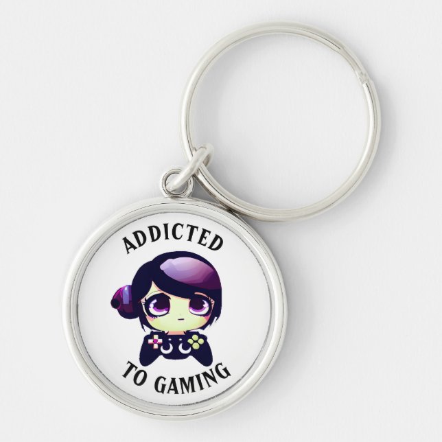 Gaming angepasst | Niedlich Kawaii Girl Gamer Schlüsselanhänger (Vorne)