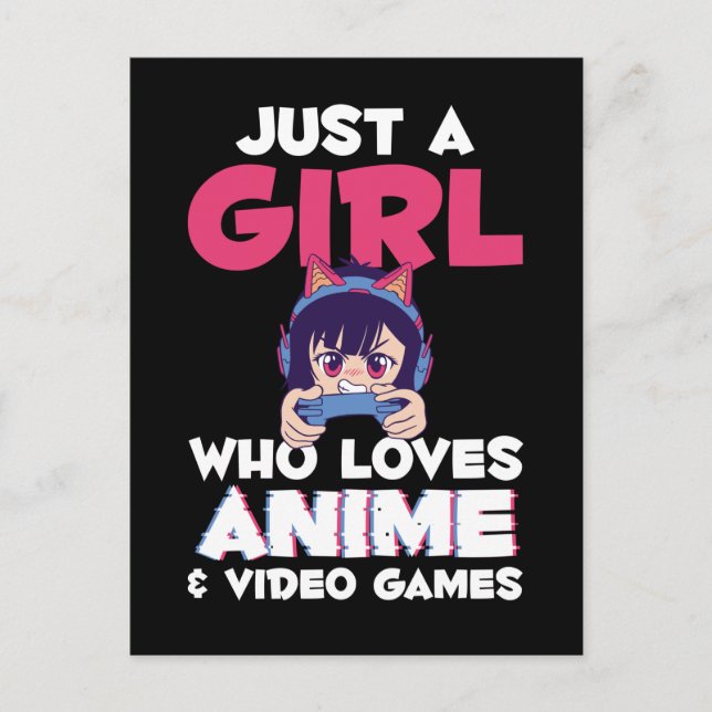 Gaming Anime Japanese Girl Manga Otaku Kinder Postkarte (Vorderseite)