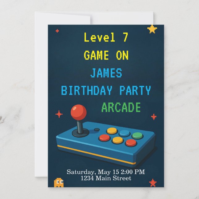 Gaming Arcade Birthday Invitation Einladung (Vorderseite)