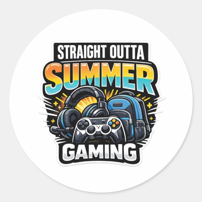 Gaming Back to School Design Runder Aufkleber (Vorderseite)