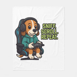 Gaming Beagle Cartoon Kapuzenpullover Gamer Hund D Fleecedecke