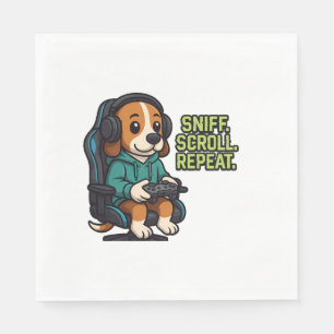 Gaming Beagle Cartoon Kapuzenpullover Gamer Hund D Serviette
