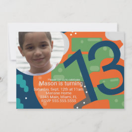 Gaming Birthday Party Pixel Gamer Foto Einladung