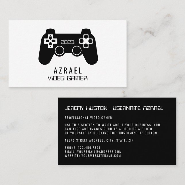 Gaming-Controller, Video Gamer Business Card Visitenkarte (Vorne/Hinten)