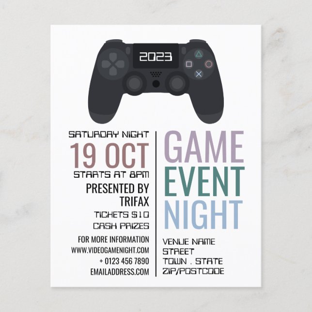 Gaming-Controller, Video-Gamer-Eventwerbung Flyer (Vorne)