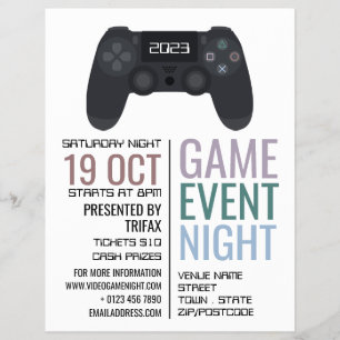 Gaming-Controller, Video-Gamer-Eventwerbung Flyer