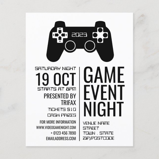 Gaming-Controller, Video-Gamer-Eventwerbung Flyer (Vorne)