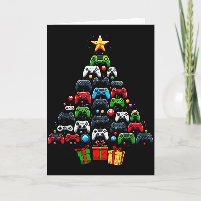 Gaming Controllers Christmas Tree Funny Gamer Boys Karte (Vorderseite)