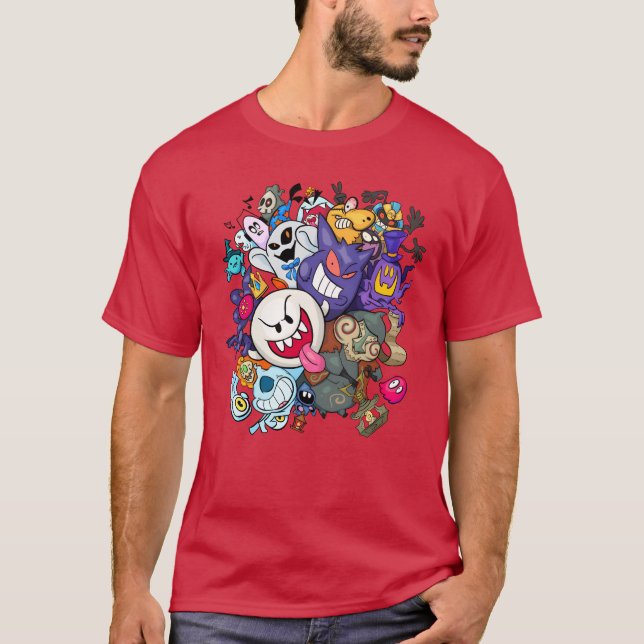 Gaming Doodle Freunde Freund T-Shirt (Vorderseite)