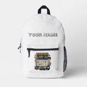 Gaming durch das Schuljahr Retro Pixel Gamer Bedruckter Rucksack