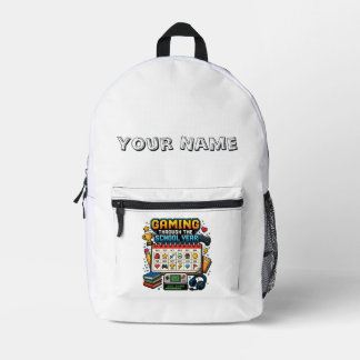Gaming durch das Schuljahr Retro Pixel Gamer Bedruckter Rucksack