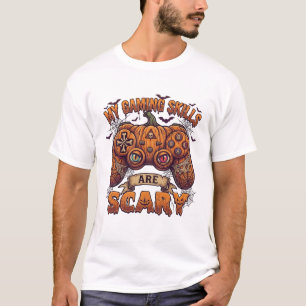 Gaming-Fähigkeiten sind gruseliger Kürbis-Gamepad- T-Shirt