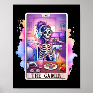 Gaming-Fan-Gamer-Skelett-Halloween-Kunstwerk Poster