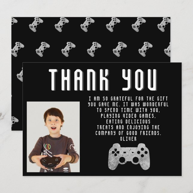 Gaming-Foto für Videospielcontroller - Geburtstag Dankeskarte (Vorne/Hinten)