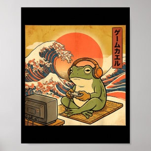 Gaming Frosch Kunst Ukiyo-e Japanischer Gamer Anim Poster