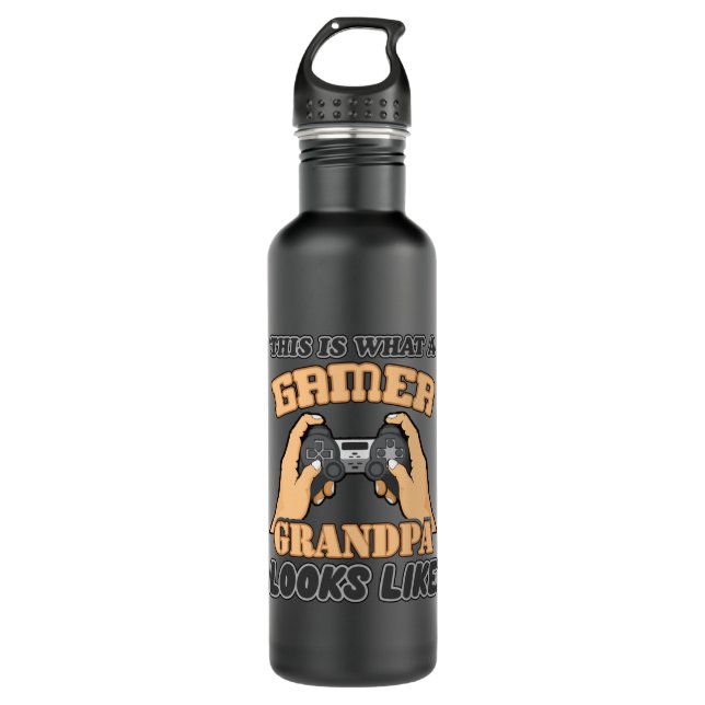 Gaming Game Gamer Vater Daddy Console Geschenk Ide Edelstahlflasche (Vorderseite)