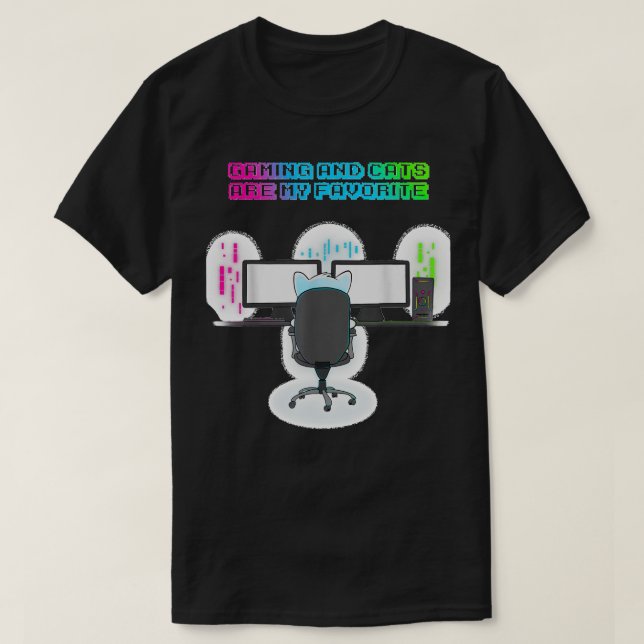 Gaming, Gamer, Cat Lover, Video Games Cat Playing T-Shirt (Design vorne)