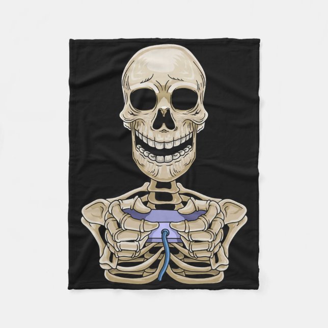 Gaming Halloween Skeleton Gamer Controller  Fleecedecke (Vorderseite)