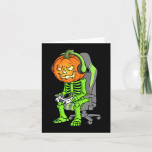 Gaming Halloween Skeleton Kürbislaterne Gamer Boy Karte