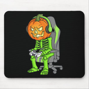 Gaming Halloween Skeleton Kürbislaterne Gamer Boy Mousepad