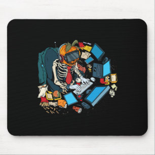 Gaming Halloween-Skelett-Kürbis-Gamer-Junge Mousepad