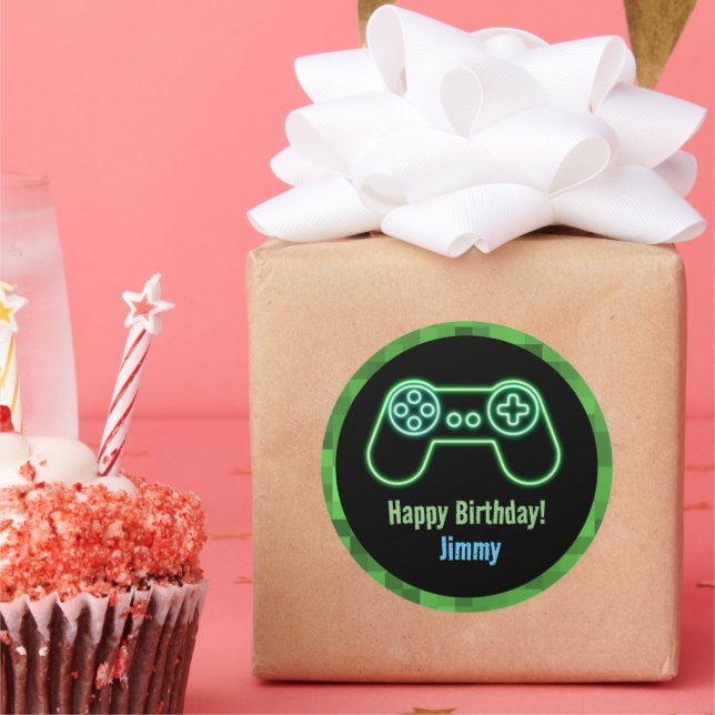 Gaming Happy Birthday Runder Aufkleber (Party)