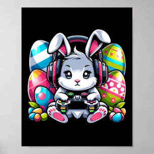 Gaming Happy Ostertag Bunny Egg Funny Boys Kinder Poster