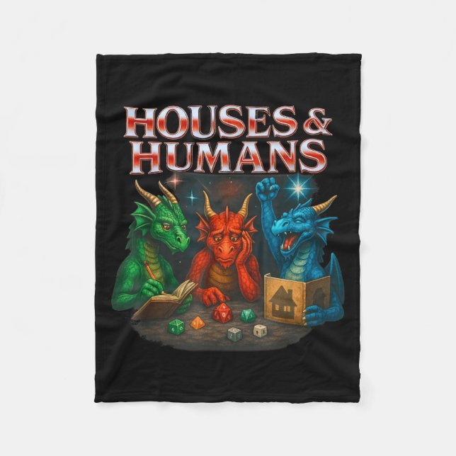 Gaming Houses And Humans Funny Game Rpg Gamer Men  Fleecedecke (Vorderseite)