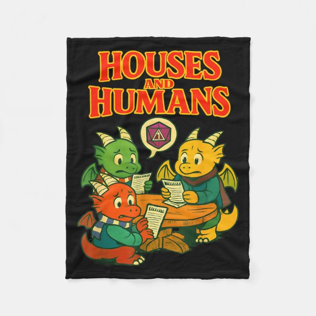 Gaming Houses And Humans Funny Rpg Gamer Men Boys  Fleecedecke (Vorderseite)
