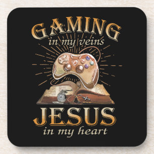 Gaming in meinen Adern Jesus in meinem Herzen Getränkeuntersetzer