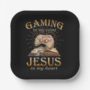 Gaming in meinen Adern Jesus in meinem Herzen Pappteller