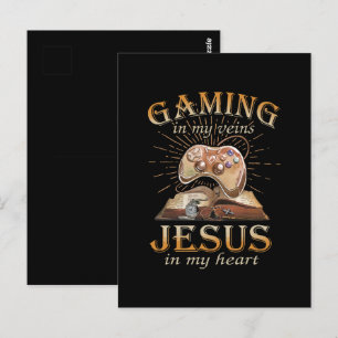 Gaming in meinen Adern Jesus in meinem Herzen Postkarte