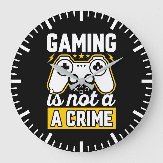 Gaming ist kein Verbrechen - lustiger Videospieler Große Wanduhr (Vorderseite)