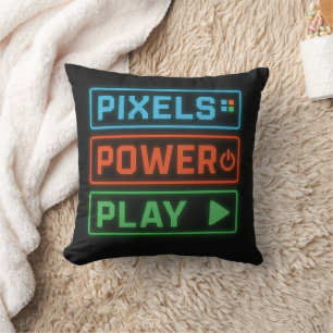 Gaming-Kissen – Pixels Power Play Neon-Gamer-Dekor Kissen