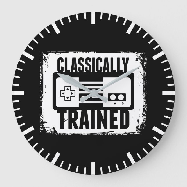 Gaming - Klassisch trainiert - Funny Video Game Große Wanduhr (Vorderseite)