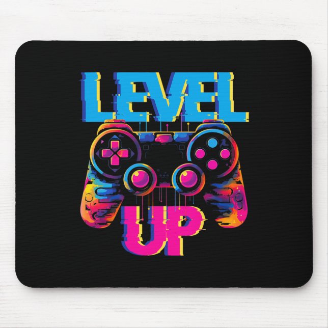 Gaming Level Up Game Controller Videospiel Pop Art Mousepad (Vorne)