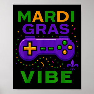 Gaming Mardi Gras Stimmung Retro Videospiel-Contro Poster