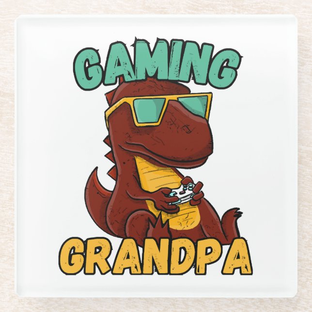 Gaming-Opa Glasuntersetzer (Vorderseite)