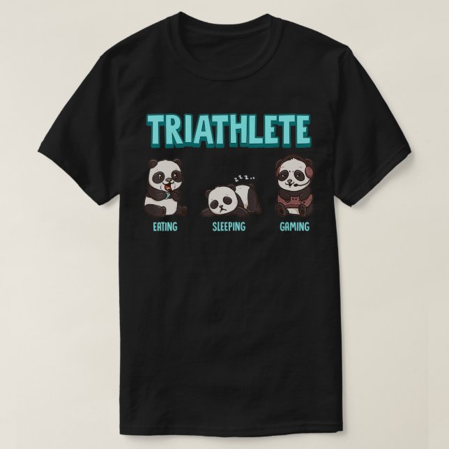 Gaming Panda Triathlete Eat Sleep Gaming T-Shirt (Design vorne)