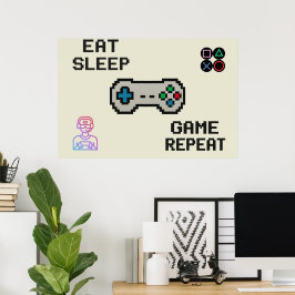 Gaming Poster – Pixel-Art-Gamer-Raum-Wandbild