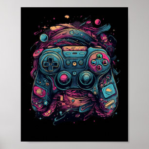 Gaming Rave Gamer Nerd Abstrakt PC Gamer Graphics Poster