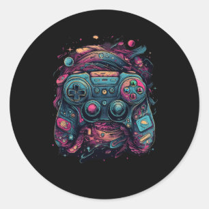 Gaming Rave Gamer Nerd Abstrakt PC Gamer Graphics Runder Aufkleber