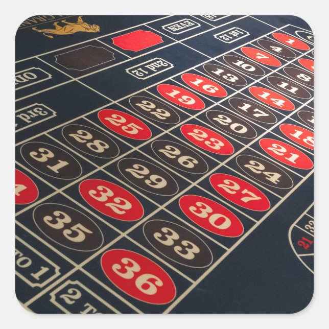 Gaming Table Roulette Las Vegas Quadratischer Aufkleber (Vorderseite)