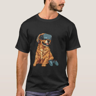 Gaming-Tiere - Golden Retriever spielt Konsole V T-Shirt