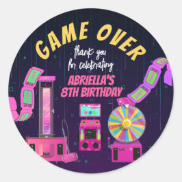 Gaming und Arcade Birthday Vielen Dank Runder Aufkleber